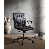 Barack - Silla de oficina ejecutiva - Piel de grano superior negra vintage y aluminio