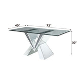 Noralie - Mesa de Comedor - Espejo, Imitación de Diamantes y Vidrio Transparente - 30"