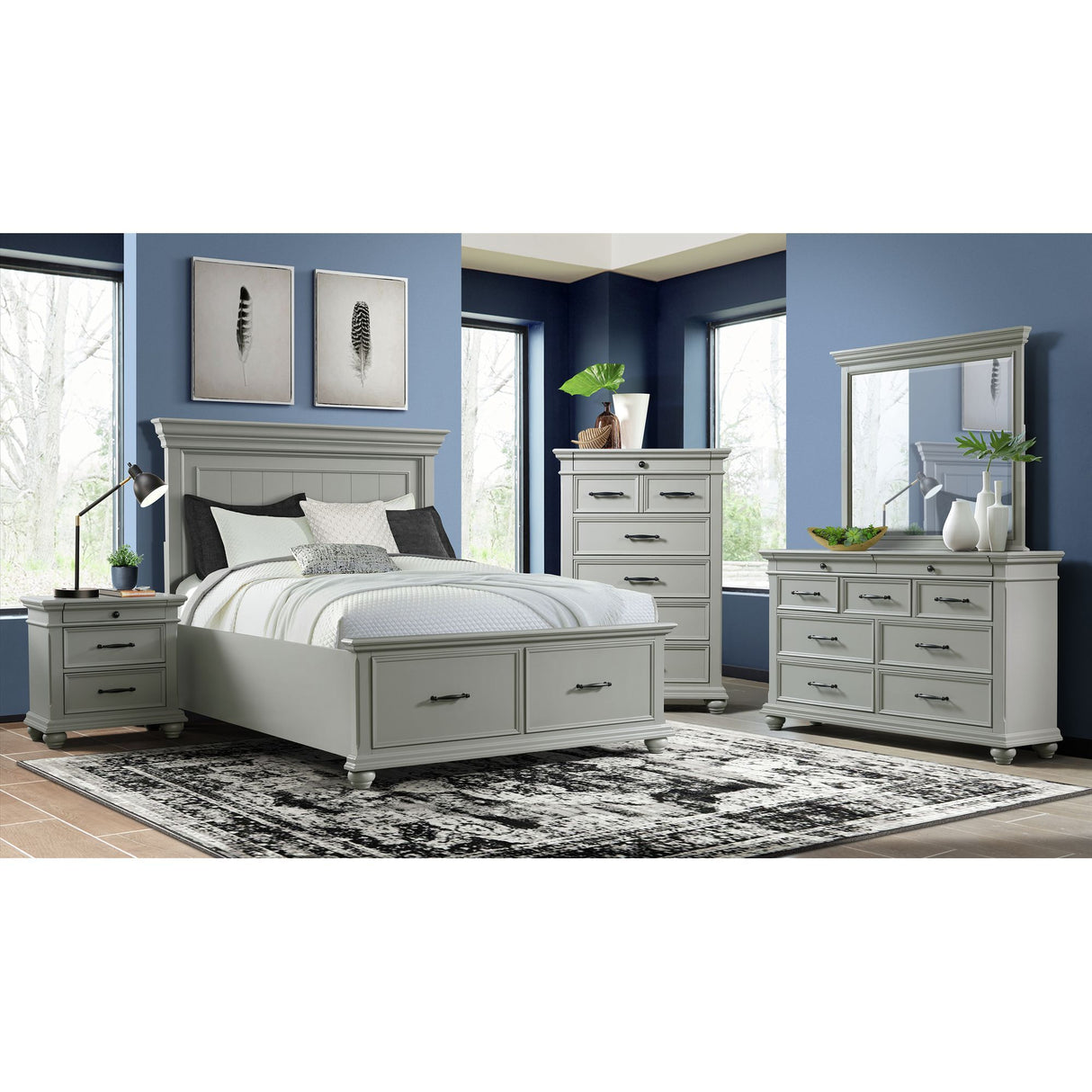 Mesa de noche Slater con USB - Gris