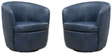 Barolo - 100% Italian Leather Swivel Club Chair (Set of 2)