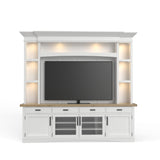Americana Modern - Consola de TV con vitrina, panel trasero y luces LED