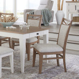 Americana Modern Dining - Extendable Trestle Table With 8 Upholstered Chairs - Cotton