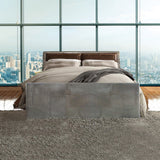 Brancaster - Cama Queen - Piel de grano superior y aluminio marrón retro