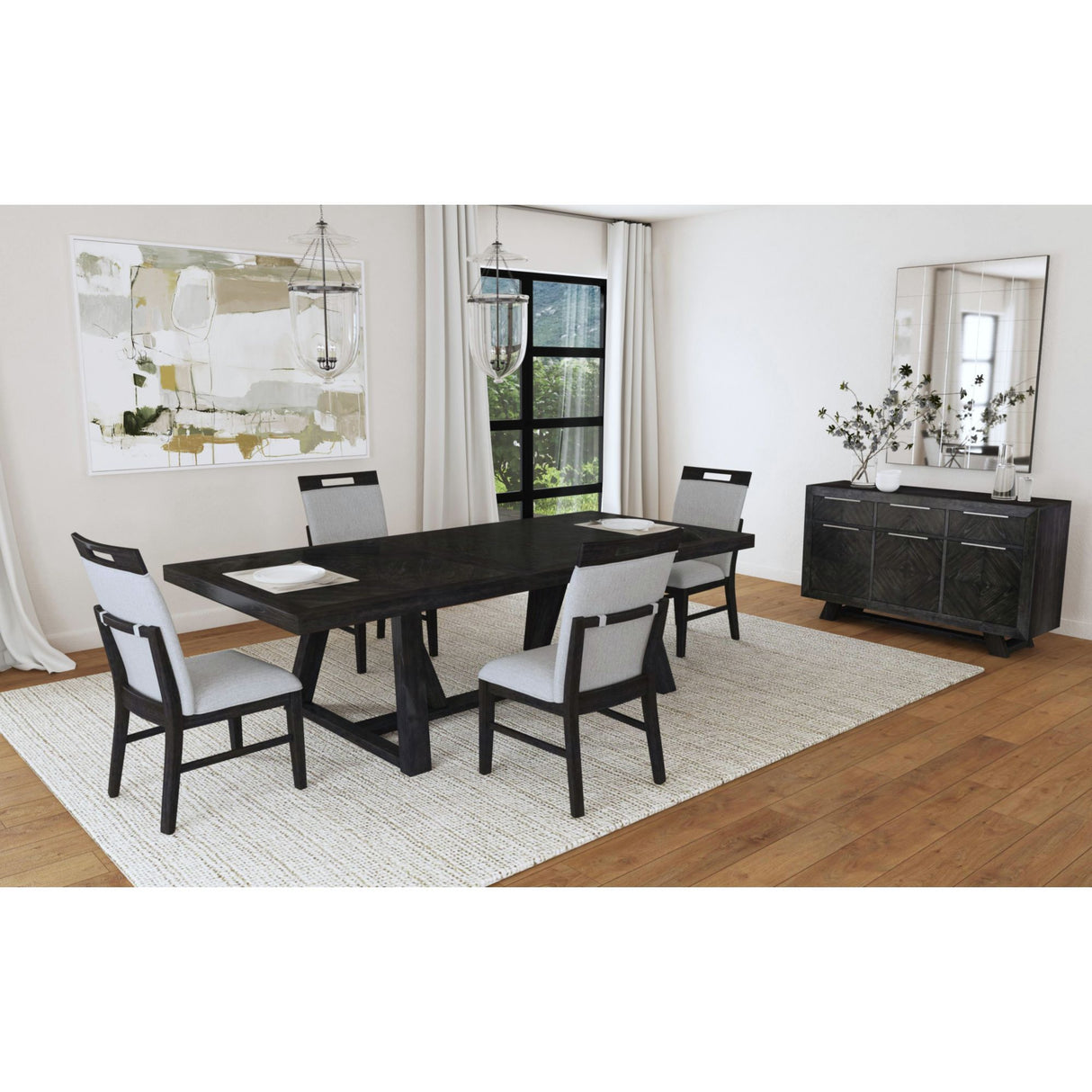 Transcend - Mesa de comedor con extensión de 22" - Carbón