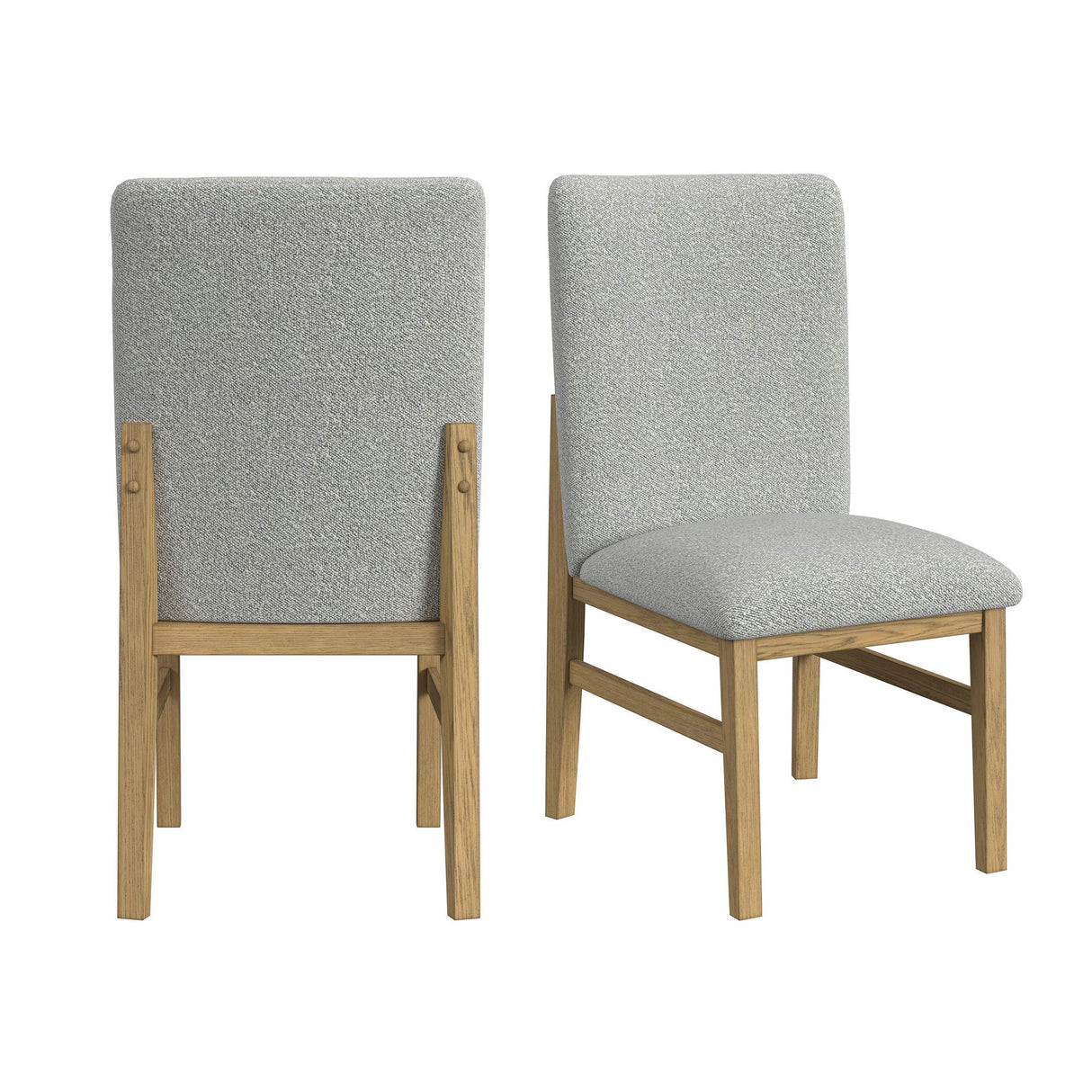 Portland - Silla de comedor con respaldo cuadrado (juego de 2) - Natural / Gris