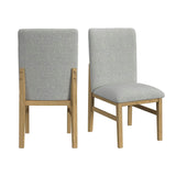 Portland - Silla de comedor con respaldo cuadrado (juego de 2) - Natural / Gris