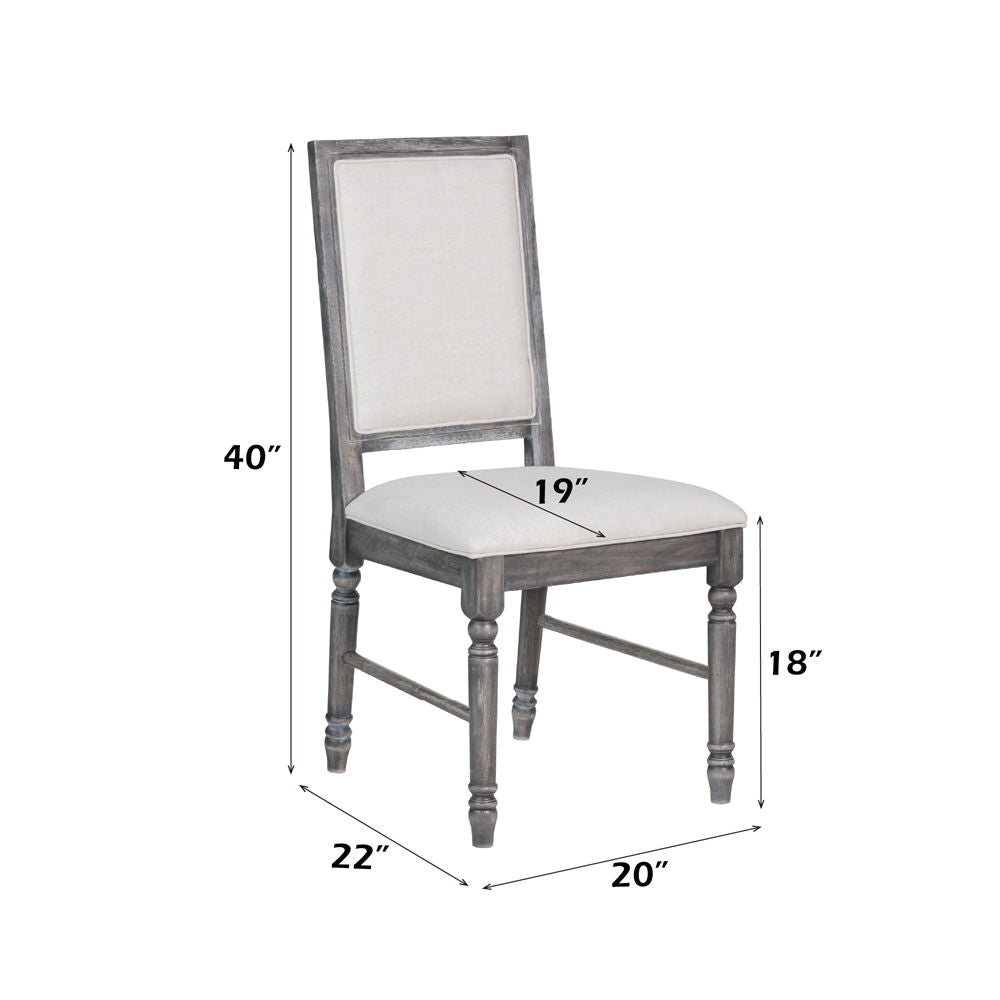Leventis - Silla auxiliar (juego de 2) - Lino crema y gris desgastado