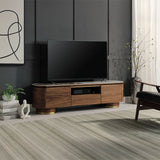 Willene - Mueble para TV con cubierta de cerámica - Marrón oscuro