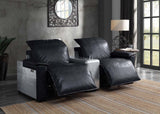 Misezon - Sillón reclinable - Cuero flor negro y aluminio