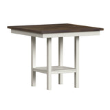 Brooks - Juego de mostrador de 5 piezas con mesa y 4 sillas con asiento tapizado y respaldo de madera - Marrón medio y blanco