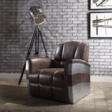 Brancaster - Sillón - Piel de plena flor marrón retro y aluminio - 89 cm