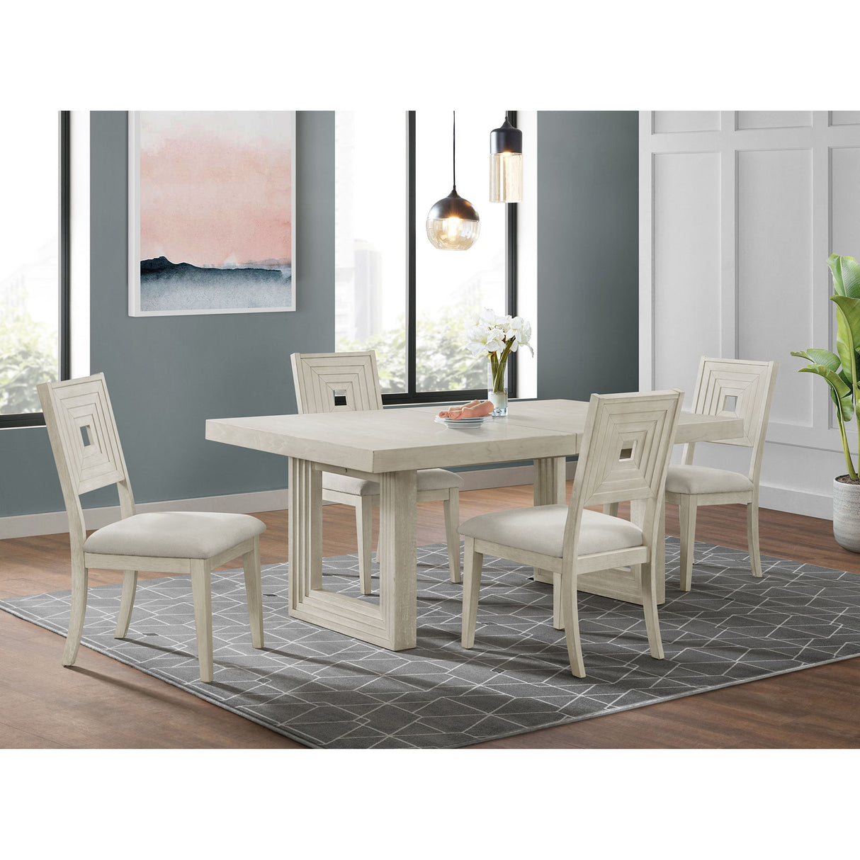 Avalanche - Silla de comedor (Juego de 2) - Blanco antiguo