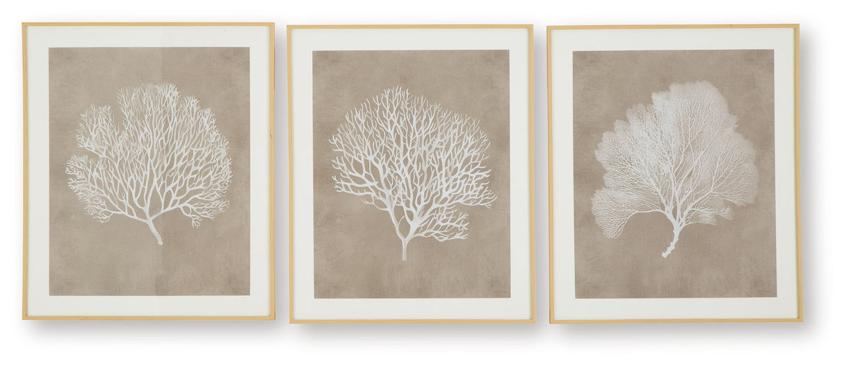 Hendridge - Taupe / White - Wall Art Set (Set of 3)