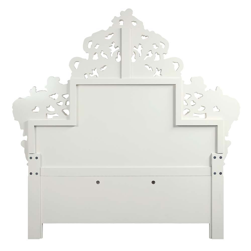 Vanaheim - Eastern King Bed - Beige Synthetic Leather & Antique White