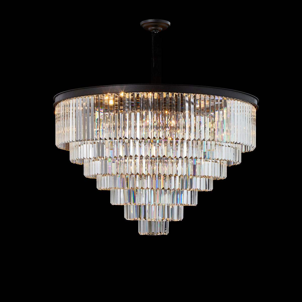 Michael Amini Lighting - Allure 28-Light Round Crystal Chandelier - Matte Black / Silver