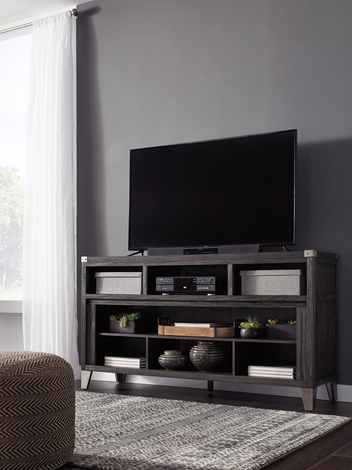 Todoe - Soporte de TV LG con opción de chimenea - Gris