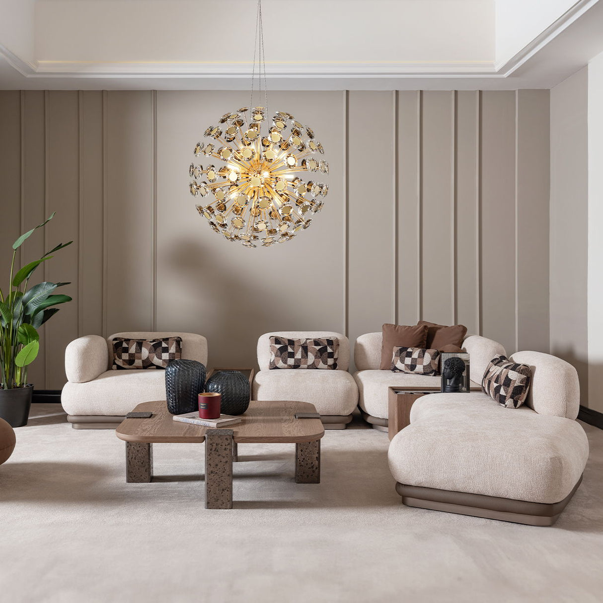 Bristol Point - Chaise sin brazos - Beige / Marrón castaño