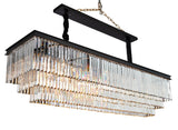 Michael Amini Lighting - Allure 20-Light Rectangular Crystal Chandelier - Matte Black / Silver