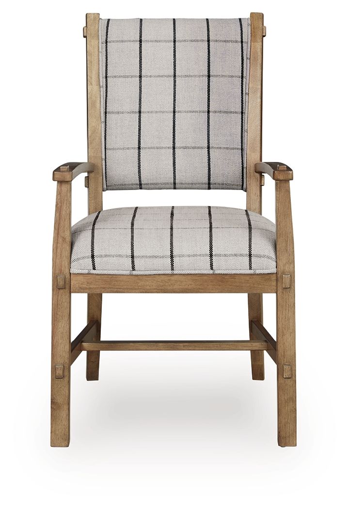 Ridgester - Silla de comedor tapizada con reposabrazos (juego de 2) - Marrón claro