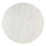 Edwyn - Round Dining Table - White Natural Marble Top & Espresso