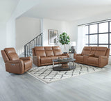 Haywood - Sofá de dos plazas reclinable eléctrico con consola - Butternut