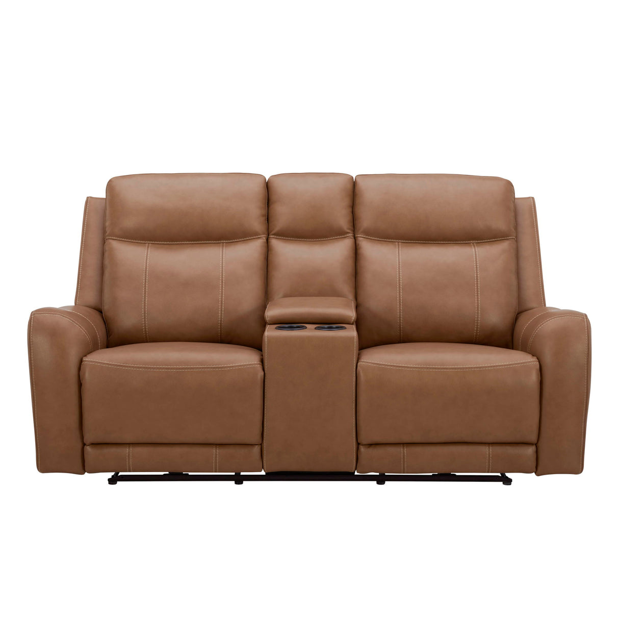 Haywood - Sofá de dos plazas reclinable eléctrico con consola - Butternut
