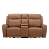 Haywood - Sofá de dos plazas reclinable eléctrico con consola - Butternut