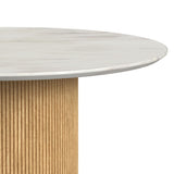 Sylvie - Mesa de comedor redonda con tablero de imitación mármol