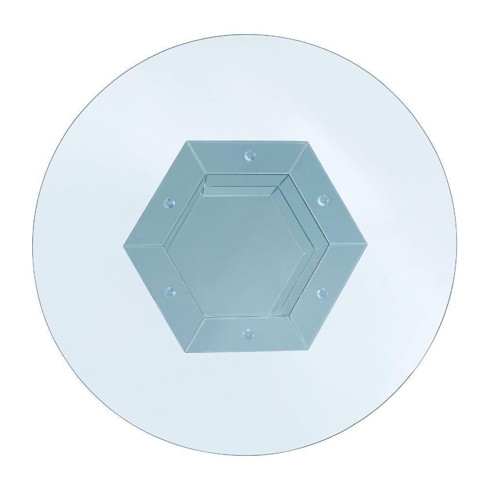 Noralie - Mesa de comedor - Espejo, Falso Diamante y Vidrio Transparente
