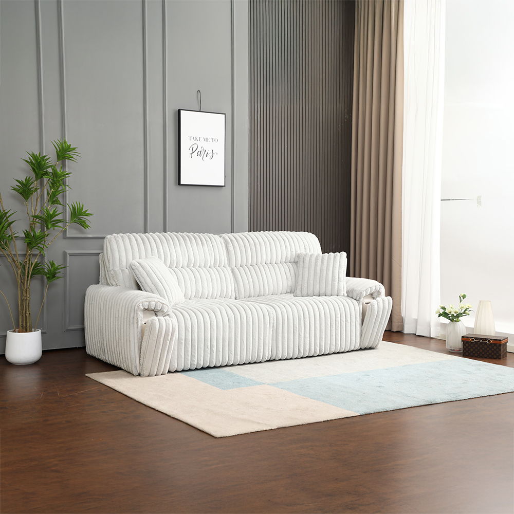 Jaya - Sofá Reclinable Eléctrico con Sofá Cama y Puerto USB - Pana Gris Mondo