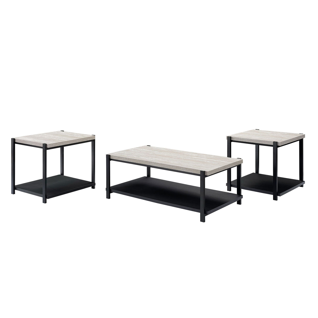 Linea - 3 Piece Occasional Set (1 Coffee & 2 End Tables) - Light Gray