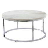 Echo - White Marble Top Round Cocktail Table - White