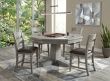 Alpine - Taburete alto con respaldo de escalera, asiento acolchado (juego de 2) - Gris