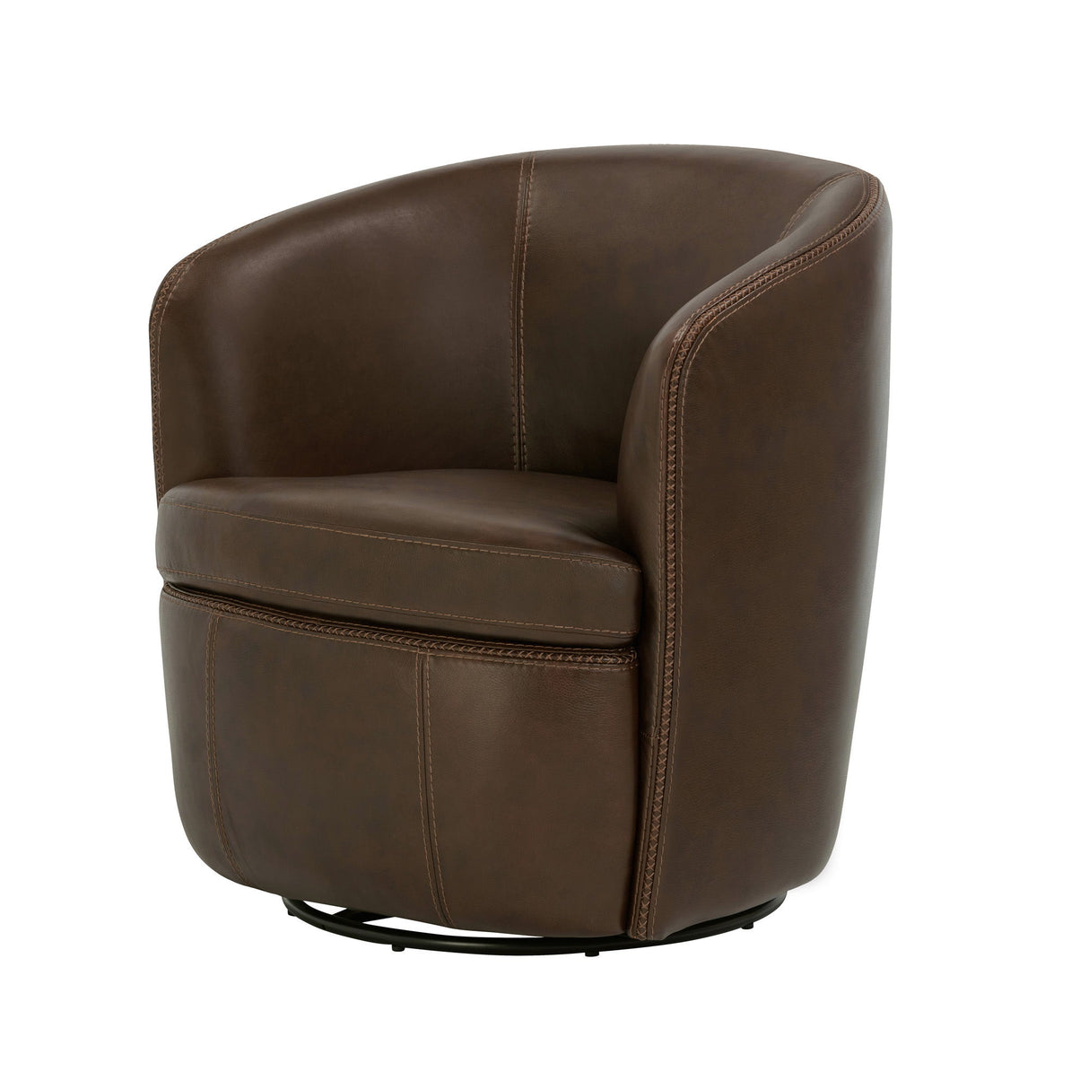Barolo - 100% Italian Leather Swivel Club Chair (Set of 2)