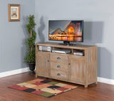 Durango - Entertainment Wall With 66" Console & 2 Piers - Weathered Brown
