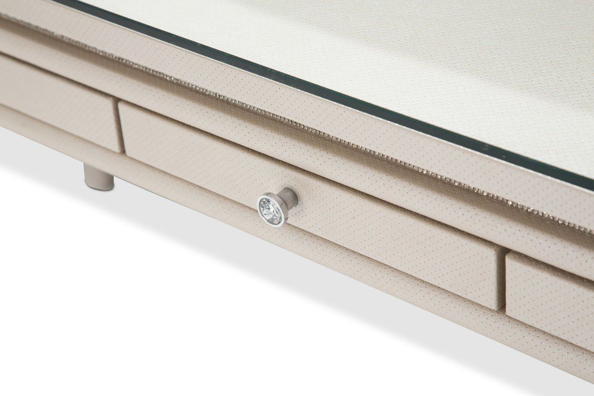 Glimmering Heights - Writing Desk With Glass Top - Ivory