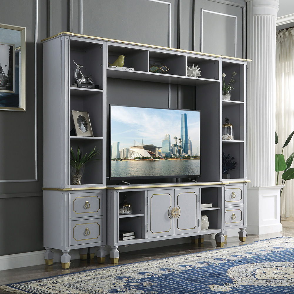 Mueble - Centro de entretenimiento Marchese - Acabado gris perla