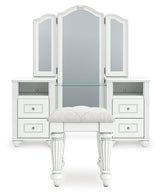 Kozlani - 3 Pc. - Vanity, Mirror And Stool - White