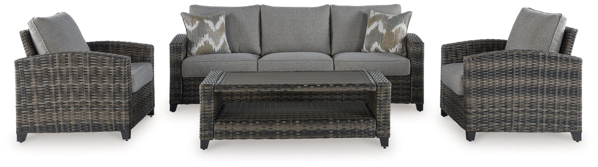Oasis Court - Sofa, Chairs, Table Set (Set of 4) - Gray