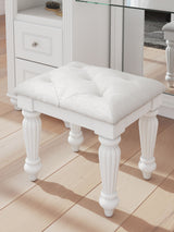 Kozlani - Taburete tapizado Vanity - Blanco