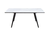 Caspian - Mesa de Comedor - Mármol Sintético Impreso Blanco y Acabado Negro