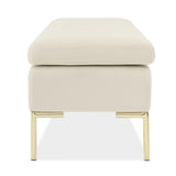 Signature Beds & Benches - Zennia Velvet Accent Bench - Ivory / Gold