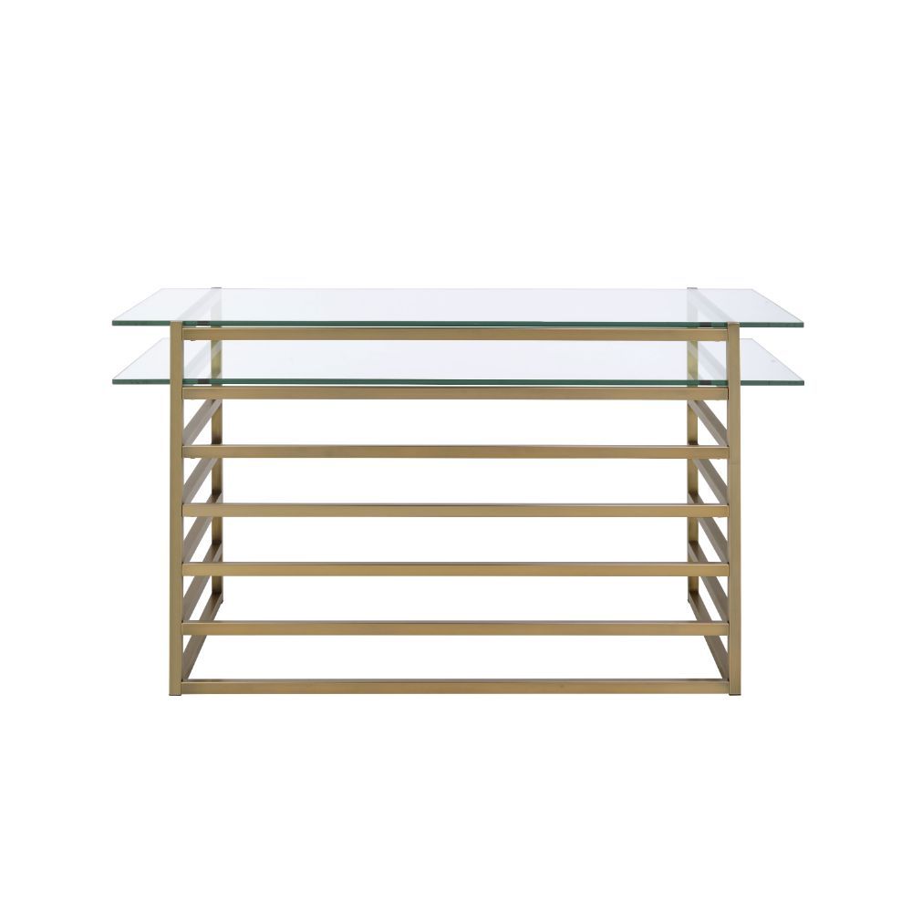 Shona - Escritorio - Oro Antiguo y Vidrio Transparente