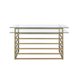 Shona - Escritorio - Oro Antiguo y Vidrio Transparente