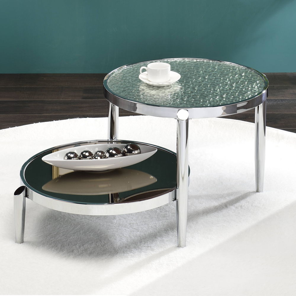 Abbe - Mesa de centro - Acabado en cristal y cromo