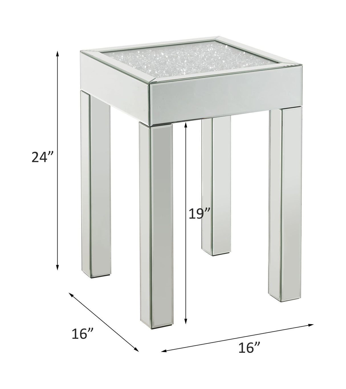 Noralie - Mesa auxiliar con superficie de cristal - Plateado perla - Madera - 24"