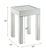 Noralie - Mesa auxiliar con superficie de cristal - Plateado perla - Madera - 24"