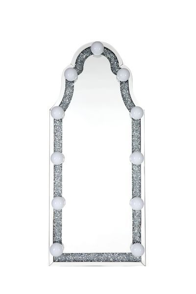Noralie - Espejo de pie Accent - Espejo y diamantes de imitación - Madera