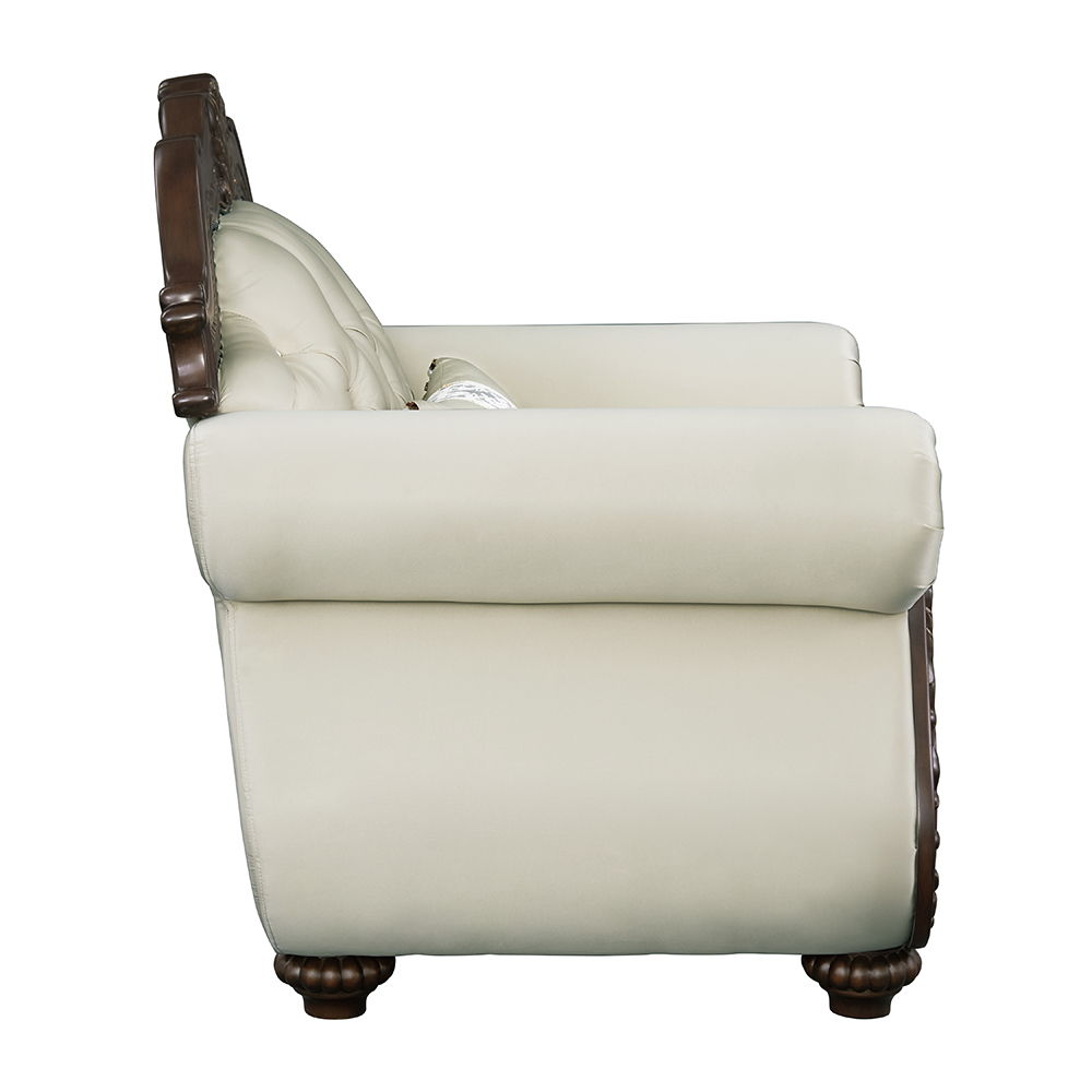 Pierce - Silla con cojín - Tela beige y acabado cerezo