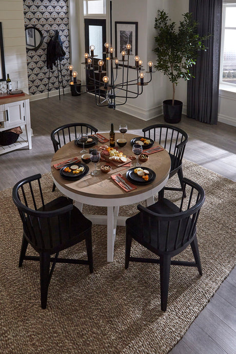 Americana Modern Dining - Round Dining Table And 4 Black Barrel Chairs - Cotton alternate view 2